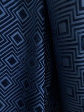 DARK BLUE GEOMETRIC CHENILLE UPHOLSTERY BROCADE FABRIC 54 in. Sold By The Yard