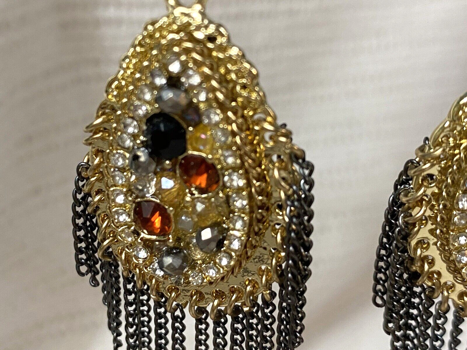 Multi Colored Stone Gold Tone Dangle/Drop Earrings - image 5