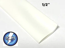 1/2" ID White Heat Shrink Tube 2:1 ratio 0.5" wrap (4 ft) inch/feet/to 13mm