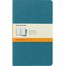 Moleskine Cahier Large Journal Set of 3 Ruled Notebooks - 13 x 21cm - Brisk Blue
