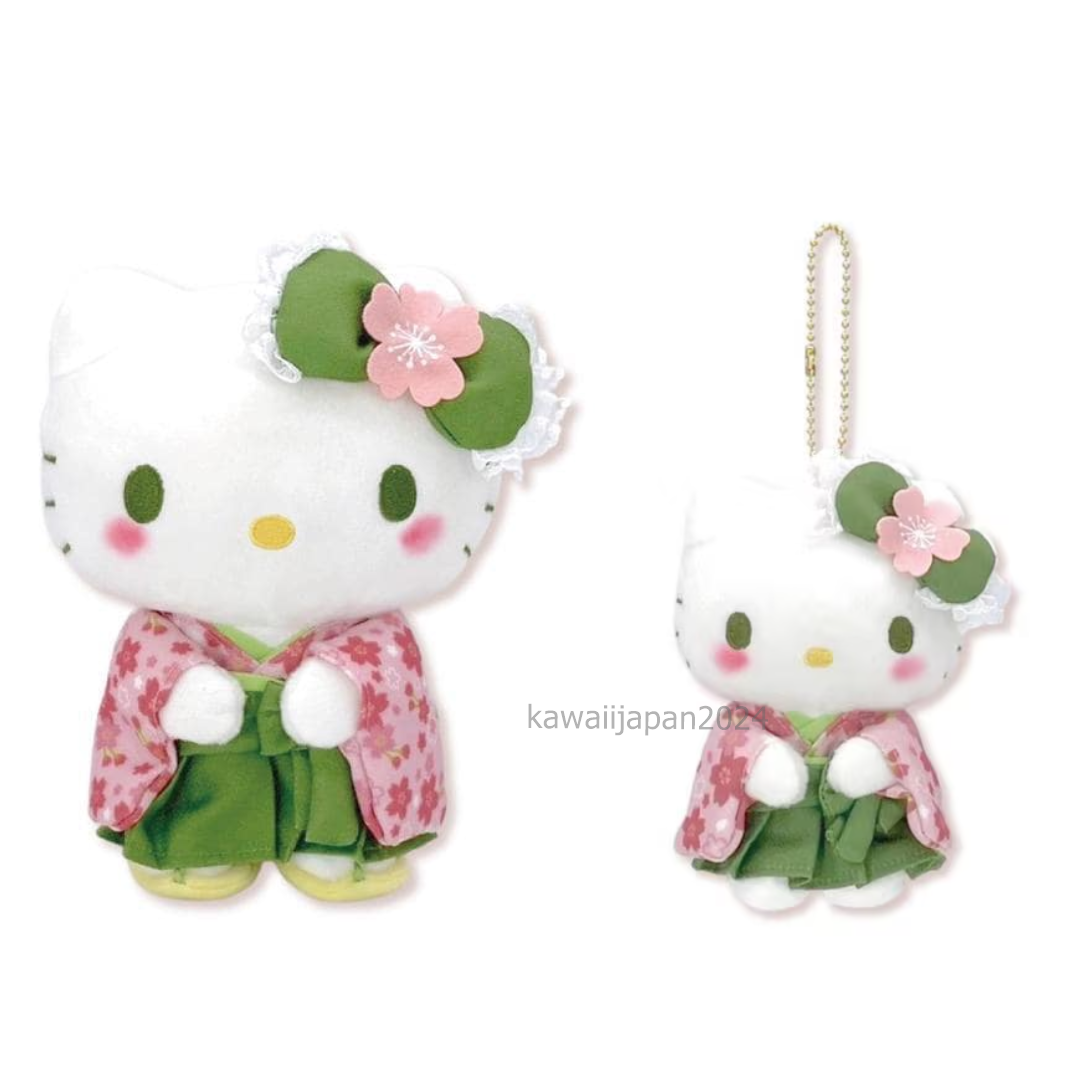 Peluche Hello Kitty Kimono Matcha - Sanrio, Taille S (20x15x9,5 Cm), Neuf