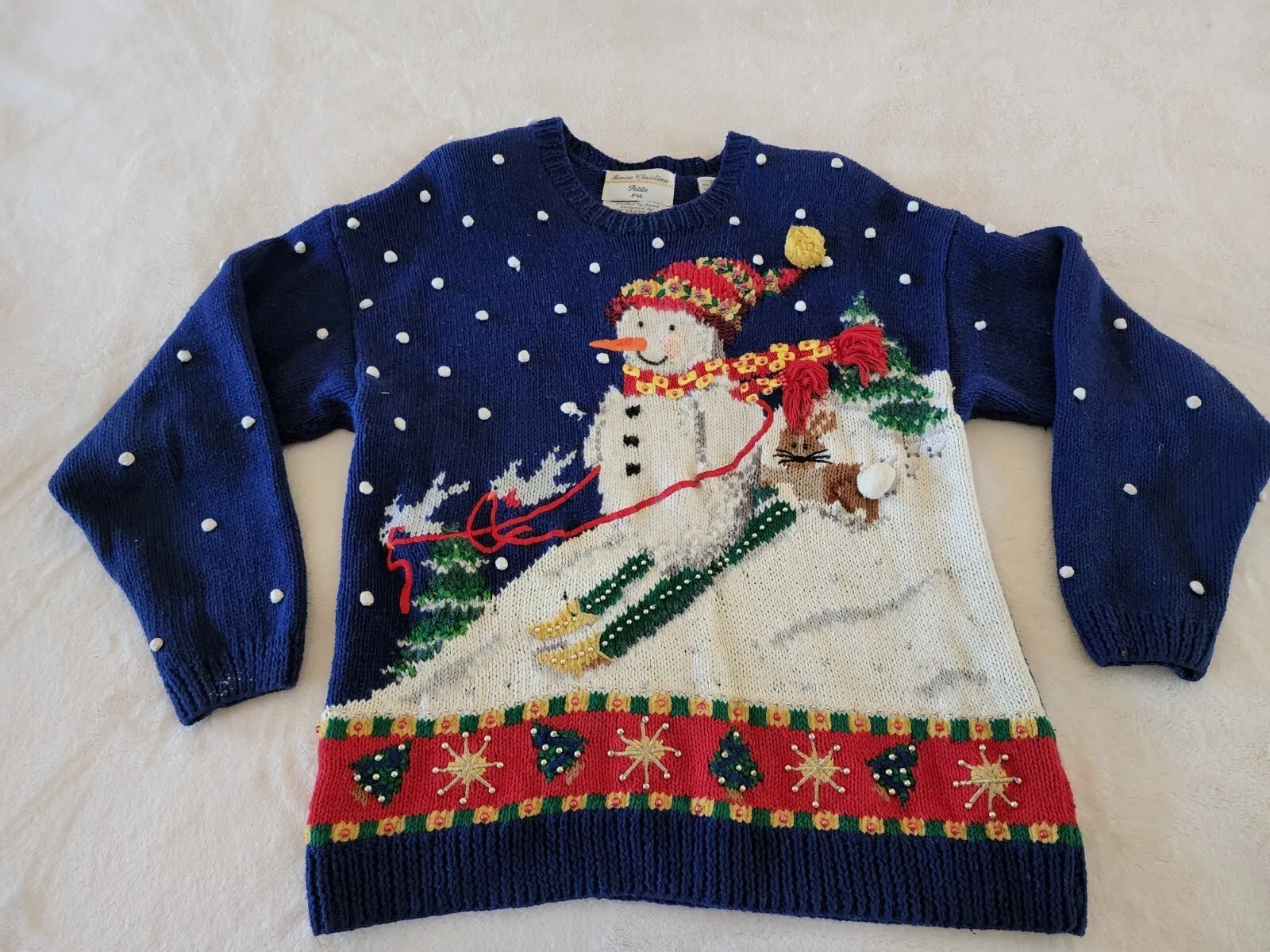 Womens Vintage Ugly Christmas Sweater by Mary Engelreit Size Petite Medium  | eBay