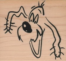 Happy Dog 3 1/2 x 3 3/4" Rubber Stamp, Dog Stamp, Dog Lover Stamp