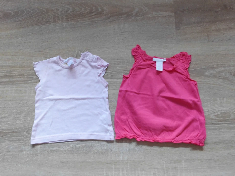 Tshirt Top Shirt T-Shirt 2er Pack von H&M für Mädchen Gr.62/68 - Bild 1 von 1