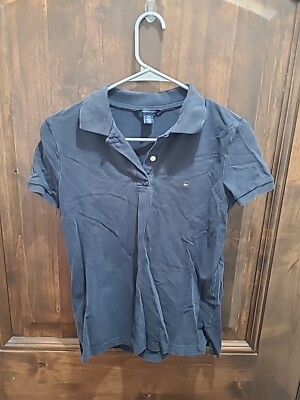 Tommy Hilfiger Polo Shirt Womens Small Petite Short Sleeve Flag