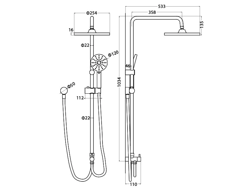 Decaura WELS Twin Hose Shower System 10" Rain Shower Head Shower Mixer/Twin Taps