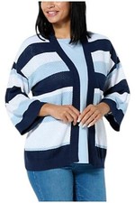 DG2 by Diane Gilman Weekender Collection Crochet Knit Cardigan Navy