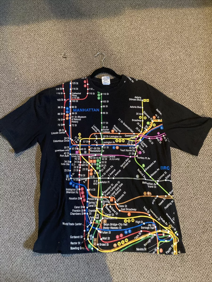 Vintage NYC Subway Line Shirt Tee Size XXL Black MTL Track Graphic