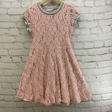 Bonnie Jean Dress Girls Sz 10 Pale Pink Eyelet Lace