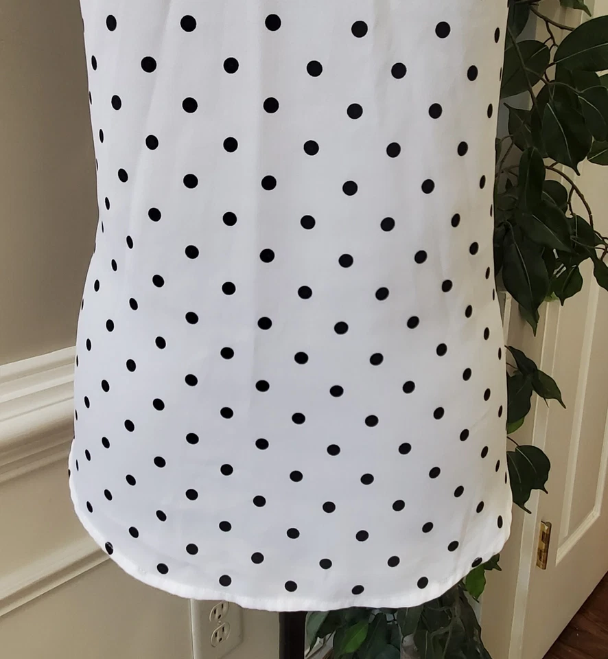 Blusa Top Para Mujer 7th Avenue Design Studio Blanca Lunares Cuello Halter Talla M Foto 3 de 4