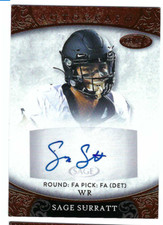SAGE SURRATT 2021 SAGE ASPIRE FOOTBALL ROOKIE AUTO - BRONZE PARALLEL