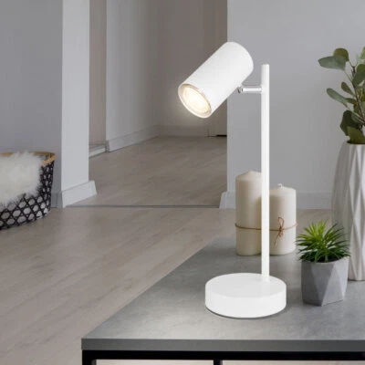 Lampe De Bureau Mobile Chromé Blanc Mat GU10 H 35Cm - Photo 1/4