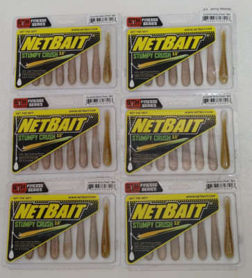 (6) NetBait Stumpy Crush 3.5'' Finesse Drop Shot Fishing Lures Lot of 6 Packs