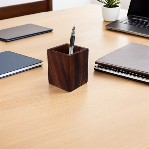  Drewniane pudełko na ołówek: biurko do pisania stacjonarny organizer - drewniane kubki na długopisy - Zdjęcie 5 z 12