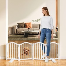 Short Dog Gate Indoor, 16" High Freestanding Small Dog Door Gates with Suppor...