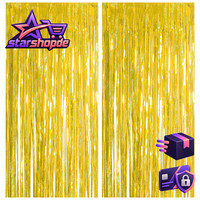 Lametta Vorhang Gold Glitzer 1X2,5M 2 StüCk Folien Fransen VorhäNge Party Dekor
