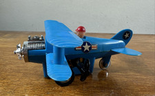 Vintage 1970s Durham Industries Plastic Wind-up Toy Bi-Plane Non Working