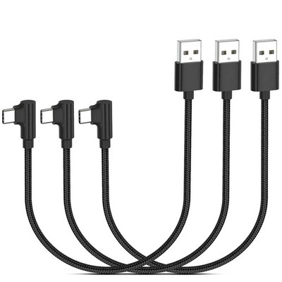 3Pack 1ft 90° USB A to Type C Fast Charging Cable 3A Short Cord | Free Shipping