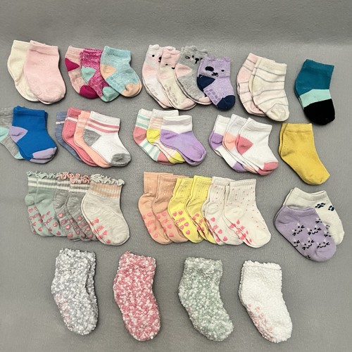 Baby Sock Lot First Year Bundle Non Slip Fuzzy Ankle Infant Mixed Set 52 pair