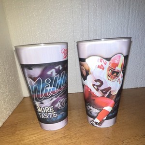 Miller Football Theme Collectible Beer Glasses Set of 2 Breweriana