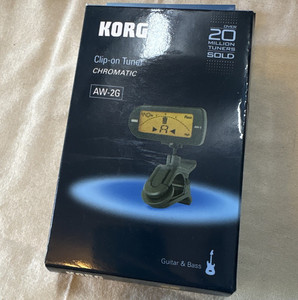 Korg AW-2G Chromatic Clip-On Tuner for Guitar & Bass Guitar, Black