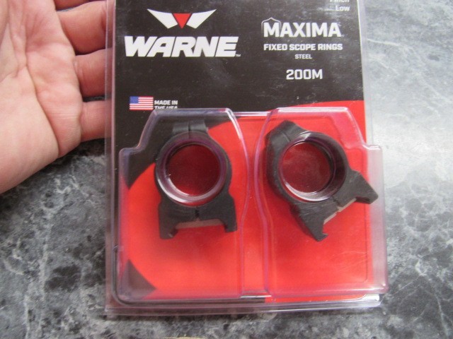 Warne Maxima 1" Steel Fixed Scope Rings LOW Height Matte Black 200M