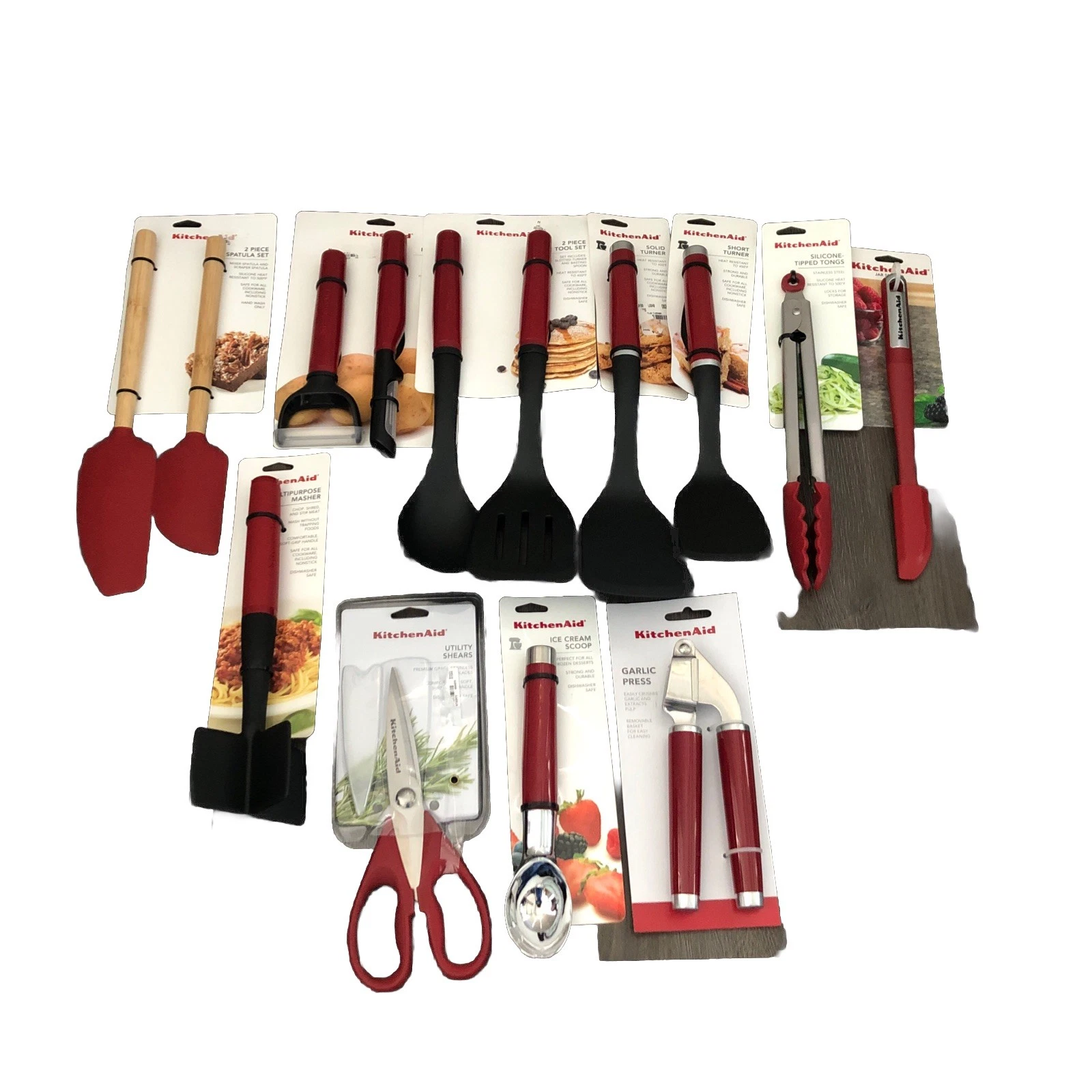 New KitchenAid Empire Red 14 Pc Utensils Spatula Shears Peelers Spoon Lifters