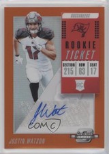 2018 Contenders Optic Rookie Ticket Orange Prizm 4/49 Justin Watson Auto 10dj