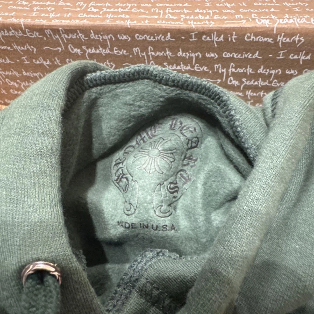 CHROME HEARTS Felpa con cappuccio verde cuori cromati