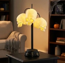 Halloween 24" Light-Up LED Three Skull Tabletop Lamp Prop Brand NEW