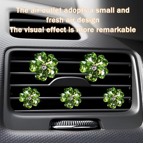 5PCS Bling Heart Flower Car Air Vent Clip, Crystal 2 Size Vehicle Air Green - Picture 5 of 7