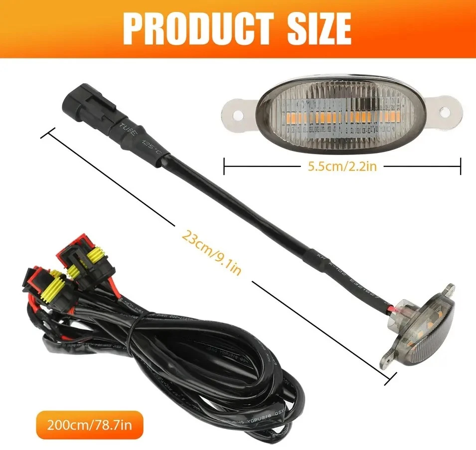 Luz de advertencia decorativa ámbar de la parrilla delantera del coche 4 piezas Foto 3 de 4