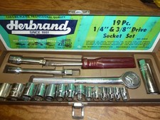 Antiquevintage Herbrand 19 Pc Sae Socket Set 14 38 Drive