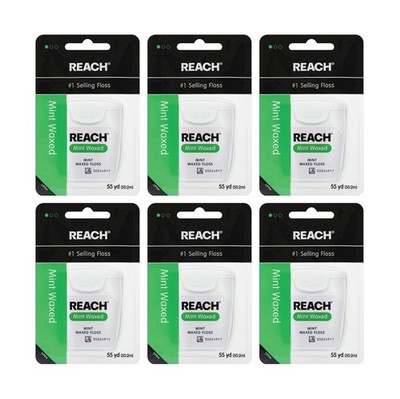 REACH Waxed Dental Floss, Mint, Plaque Remover for Teeth, Shred Resistant, Fl...