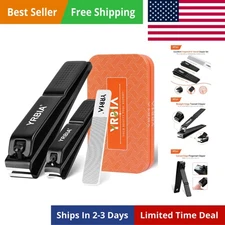 Nail Clippers with Glass Nail File, YRBIA Ultra Sharp Nail Clipper Set, Profe...