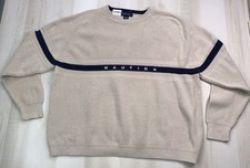 Vtg 90s Y2K 2000s NAUTICA Ribbed Spell out Logo Mens Knit Sweater Medium-12943