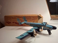 Joustra F-Aero Air France Dual Tail tin toy windup airplane - 72 years old!