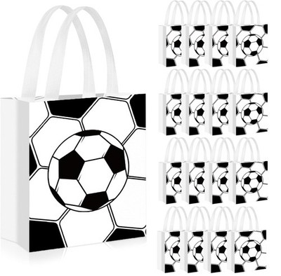 24 Pieces Soccer Non-Woven Party Favor Bags with Handles 10 x 8 x 6inch Black...