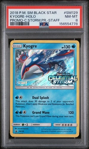 2018 POKEMON SM CELESTIAL STORM PRERELEASE #SM129 KYOGRE-HOLO PSA 8