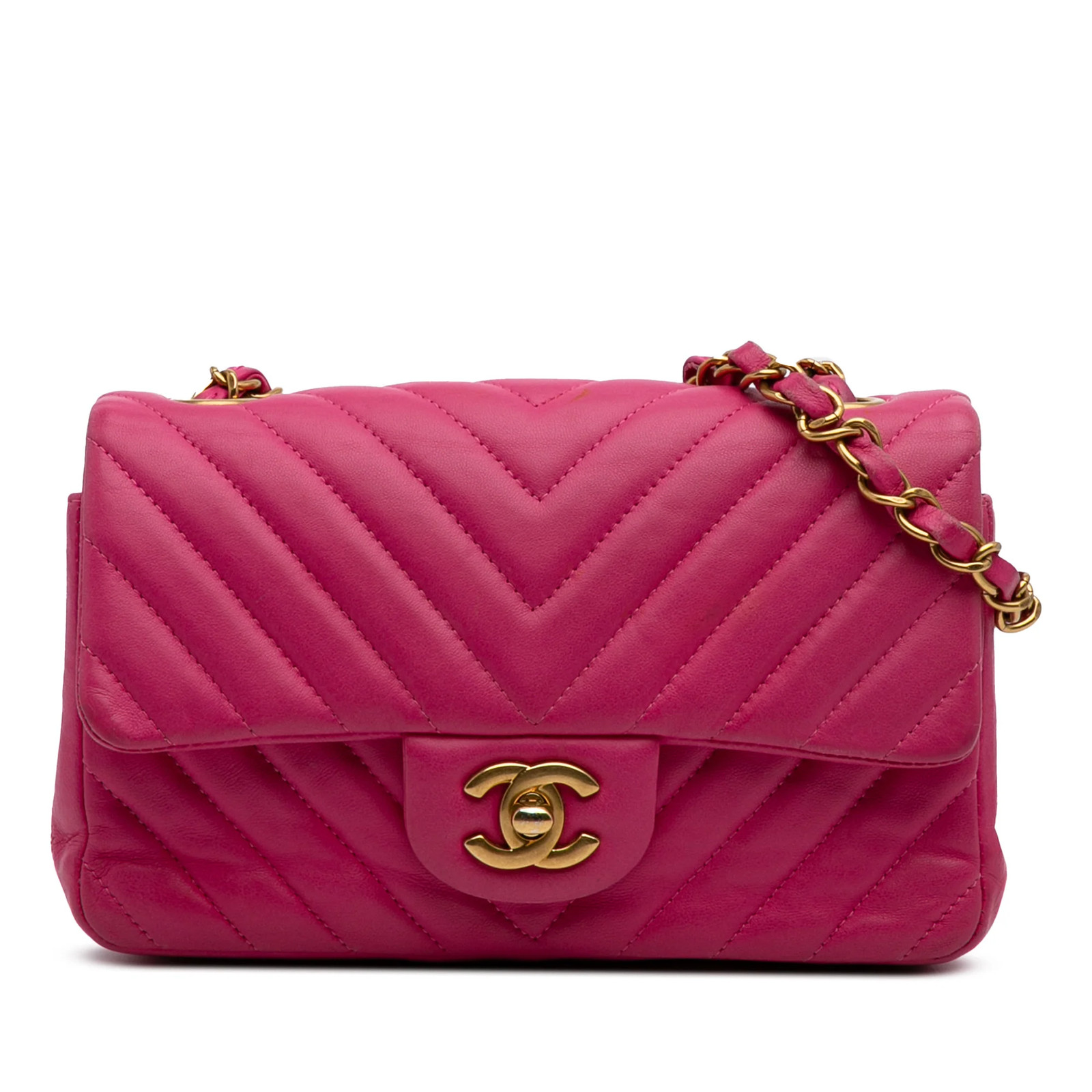 Chanel Mini Rectangular Classic Chevron Lamb’s Le… - image 1