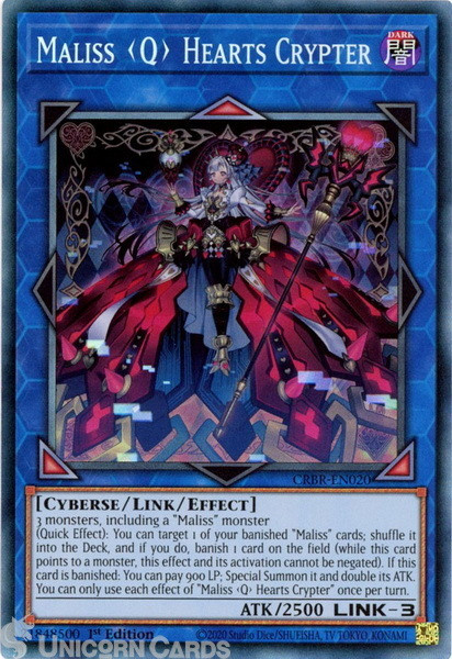 CRBR-EN020 Maliss  Hearts Crypter : Collector's Rare 1st Edition YuGiOh Card