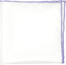 100 Silk Pocket Square for Men White Ivory with Lavender Hand-Rolled Edge