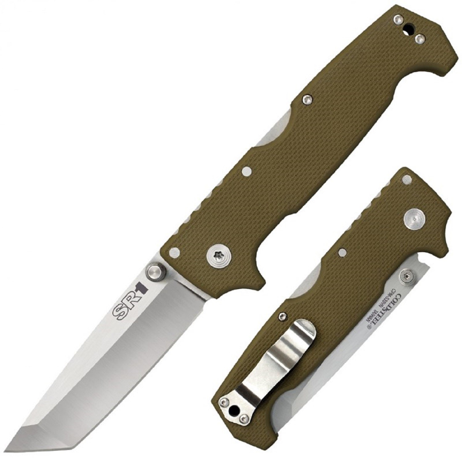 Папка Cold Steel 62LA Sr1 Folder 4.0 в цвете Tanto Plain Od Green G-10 Hndl
