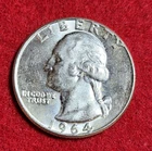 1964 P Washington Quarter 25c Philadelphia 90% Silver US Coin .1808 Ounce Silver