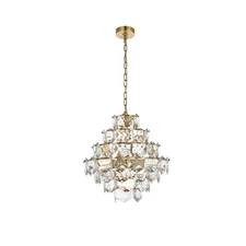 Elegant Lighting Adaline 11 Light 20" Chandelier, Satin Gold/Clear - 1050G20SG