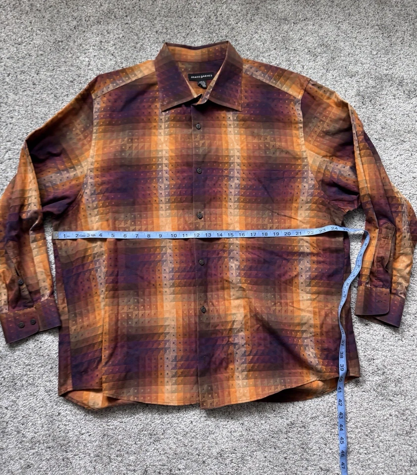 Jhane Barnes Shirt Men XXL Multicolor Geometric Long Sleeve Button Up Vtg - Image 4 of 4