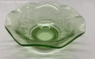 Vintage Green Depression Floral Etched Uranium Glass Pedestal Bowl