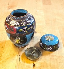 Meiji Japanese Goldstone Cloisonne 3-Piece Tea Caddy w Inner Lid Antique