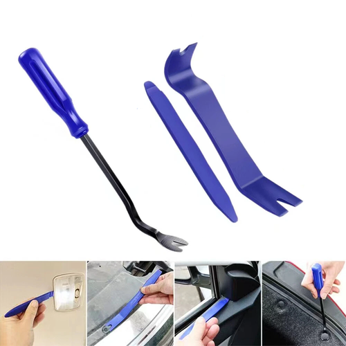 4-Piece Car Trim & Panel Removal Tool Kit – Pry Bars For Dash, Door Panels, Clips & Radio – No Scratch Orange