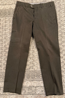 Carlo Bonomi Hiltl Pants Mens Chino Nobile 34 Pleated Brown Super Stretch